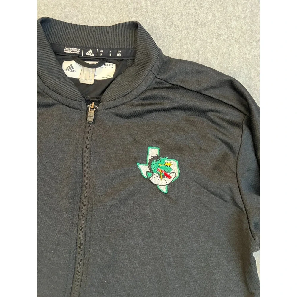 Adidas Texas Dragon Track Jacket Men's Medium Black Full‎ Zip Bomber Climalite